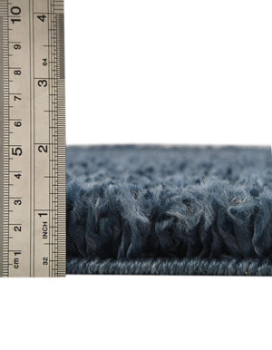 Marine Blue 7' 10 x 7' 10 Davos Shag Round Area Rug Thick Soft Touch Fluffy & Plush Shaggy Pile 100% Polypropylene Carpet for Living Dining Bedrooms Office for Sale at Rug Engine