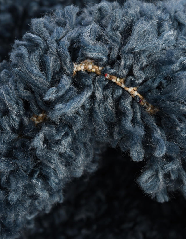 Marine Blue 7' 10 x 7' 10 Davos Shag Round Area Rug Thick Soft Touch Fluffy & Plush Shaggy Pile 100% Polypropylene Carpet for Living Dining Bedrooms Office for Sale at Rug Engine