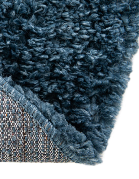 Marine Blue 7' 1 x 7' 1 Davos Shag Round Area Rug Thick Soft Touch Fluffy & Plush Shaggy Pile 100% Polypropylene Carpet for Living Dining Bedrooms Office for Sale at Rug Engine