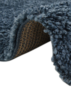 Marine Blue 7' 10 x 7' 10 Davos Shag Round Area Rug Thick Soft Touch Fluffy & Plush Shaggy Pile 100% Polypropylene Carpet for Living Dining Bedrooms Office for Sale at Rug Engine