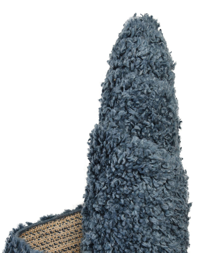 Marine Blue 7' 1 x 7' 1 Davos Shag Round Area Rug Thick Soft Touch Fluffy & Plush Shaggy Pile 100% Polypropylene Carpet for Living Dining Bedrooms Office for Sale at Rug Engine