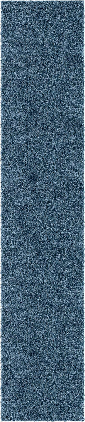 Marine Blue 2' 7 x 13' 1 Davos Shag Runner Area Rug Thick Soft Touch Fluffy & Plush Shaggy Pile 100% Polypropylene Carpet for Living Dining Bedrooms Office for Sale at Rug Engine