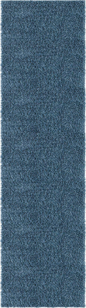 Marine Blue 2' 7 x 10' Davos Shag Runner Area Rug Thick Soft Touch Fluffy & Plush Shaggy Pile 100% Polypropylene Carpet for Living Dining Bedrooms Office for Sale at Rug Engine
