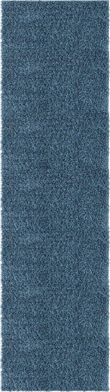 Marine Blue 2' 7 x 10' Davos Shag Runner Area Rug Thick Soft Touch Fluffy & Plush Shaggy Pile 100% Polypropylene Carpet for Living Dining Bedrooms Office for Sale at Rug Engine