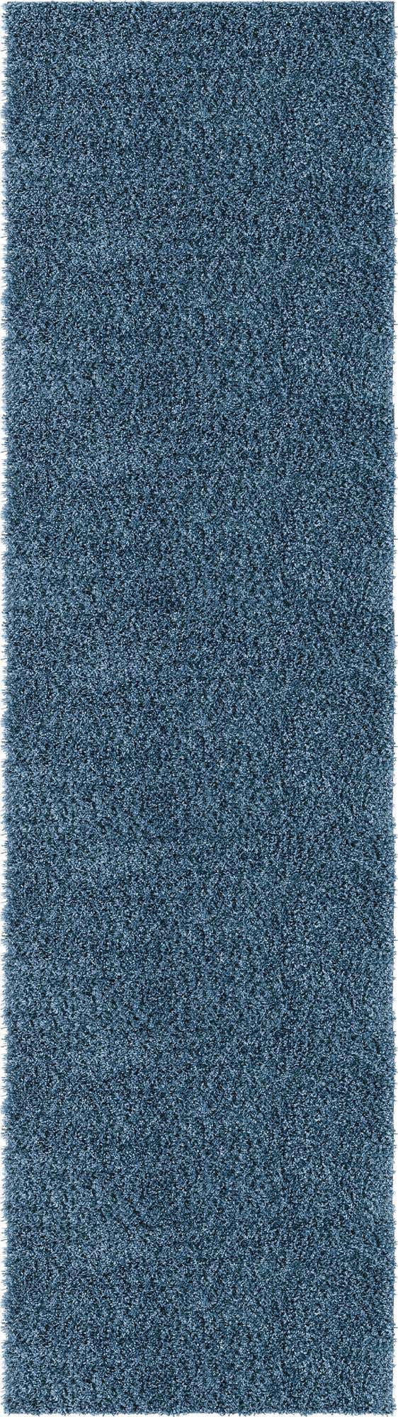 Marine Blue 2' 7 x 10' Davos Shag Runner Area Rug Thick Soft Touch Fluffy & Plush Shaggy Pile 100% Polypropylene Carpet for Living Dining Bedrooms Office for Sale at Rug Engine