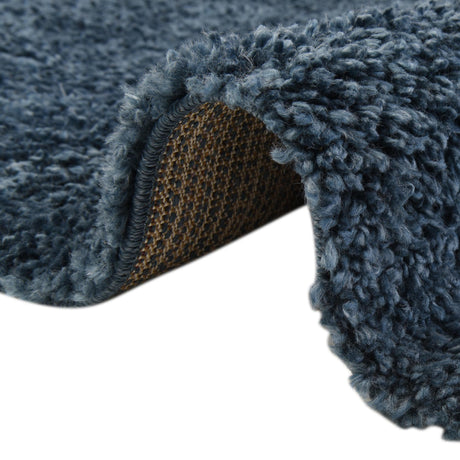 Marine Blue 2' 7 x 13' 1 Davos Shag Runner Area Rug Thick Soft Touch Fluffy & Plush Shaggy Pile 100% Polypropylene Carpet for Living Dining Bedrooms Office for Sale at Rug Engine