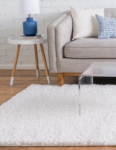White 2' x 3' 1 Davos Shag Rectangle Area Rug Thick Soft Touch Fluffy & Plush Shaggy Pile 100% Polypropylene Carpet for Living Dining Bedrooms Office for Sale at Rug Engine