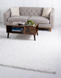White 10' x 10' Davos Shag Square Area Rug Thick Soft Touch Fluffy & Plush Shaggy Pile 100% Polypropylene Carpet for Living Dining Bedrooms Office for Sale at Rug Engine