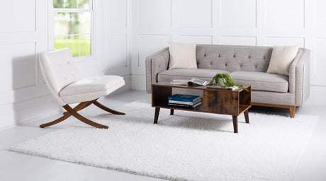 White 7' 1 x 7' 1 Davos Shag Square Area Rug Thick Soft Touch Fluffy & Plush Shaggy Pile 100% Polypropylene Carpet for Living Dining Bedrooms Office for Sale at Rug Engine