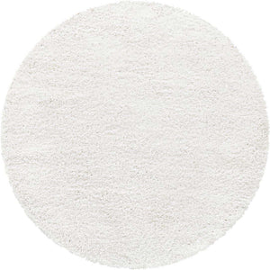 White 3' 1 x 3' 1 Davos Shag Round Area Rug Thick Soft Touch Fluffy & Plush Shaggy Pile 100% Polypropylene Carpet for Living Dining Bedrooms Office for Sale at Rug Engine