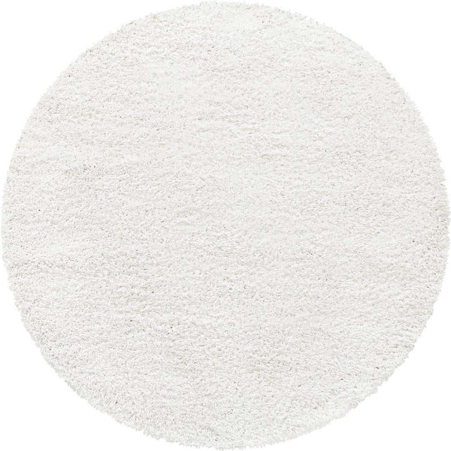 White 3' 1 x 3' 1 Davos Shag Round Area Rug Thick Soft Touch Fluffy & Plush Shaggy Pile 100% Polypropylene Carpet for Living Dining Bedrooms Office for Sale at Rug Engine