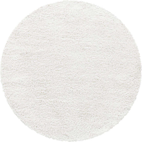 White 4' 1 x 4' 1 Davos Shag Round Area Rug Thick Soft Touch Fluffy & Plush Shaggy Pile 100% Polypropylene Carpet for Living Dining Bedrooms Office for Sale at Rug Engine