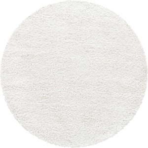 White 5' 3 x 5' 3 Davos Shag Round Area Rug Thick Soft Touch Fluffy & Plush Shaggy Pile 100% Polypropylene Carpet for Living Dining Bedrooms Office for Sale at Rug Engine