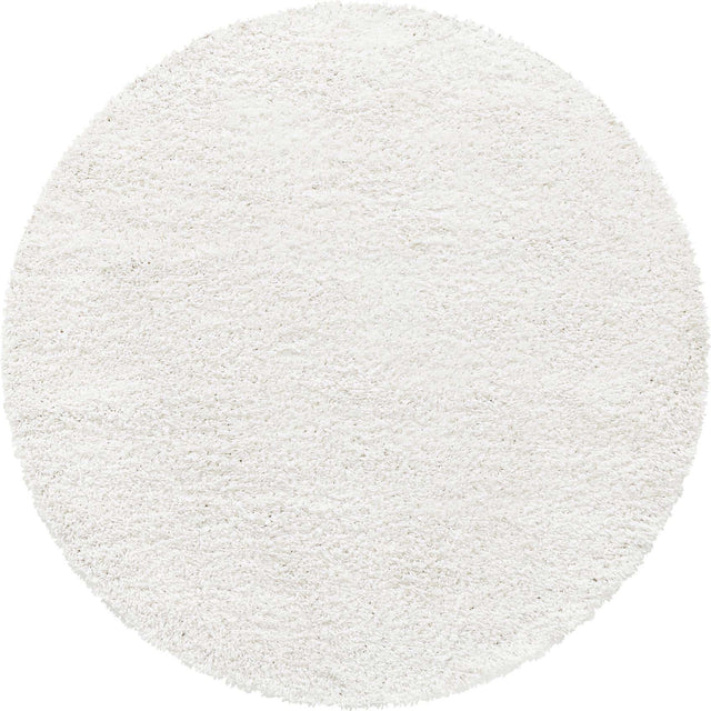 White 5' 3 x 5' 3 Davos Shag Round Area Rug Thick Soft Touch Fluffy & Plush Shaggy Pile 100% Polypropylene Carpet for Living Dining Bedrooms Office for Sale at Rug Engine