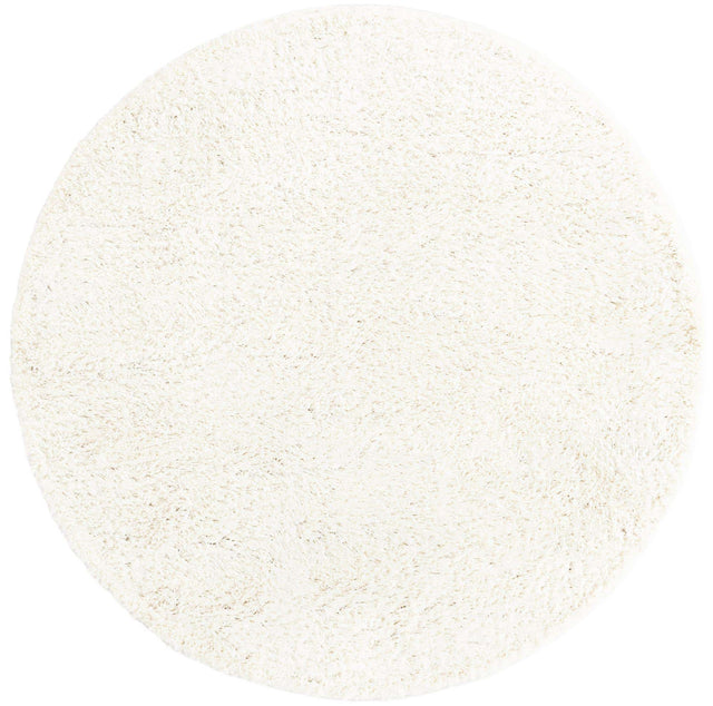 White 7' 1 x 7' 1 Davos Shag Round Area Rug Thick Soft Touch Fluffy & Plush Shaggy Pile 100% Polypropylene Carpet for Living Dining Bedrooms Office for Sale at Rug Engine