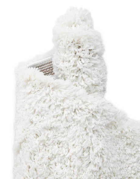White 7' 1 x 7' 1 Davos Shag Round Area Rug Thick Soft Touch Fluffy & Plush Shaggy Pile 100% Polypropylene Carpet for Living Dining Bedrooms Office for Sale at Rug Engine