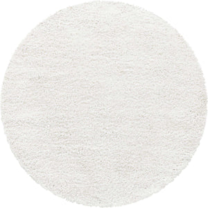 White 6' 1 x 6' 1 Davos Shag Round Area Rug Thick Soft Touch Fluffy & Plush Shaggy Pile 100% Polypropylene Carpet for Living Dining Bedrooms Office for Sale at Rug Engine