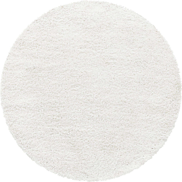 White 6' 1 x 6' 1 Davos Shag Round Area Rug Thick Soft Touch Fluffy & Plush Shaggy Pile 100% Polypropylene Carpet for Living Dining Bedrooms Office for Sale at Rug Engine