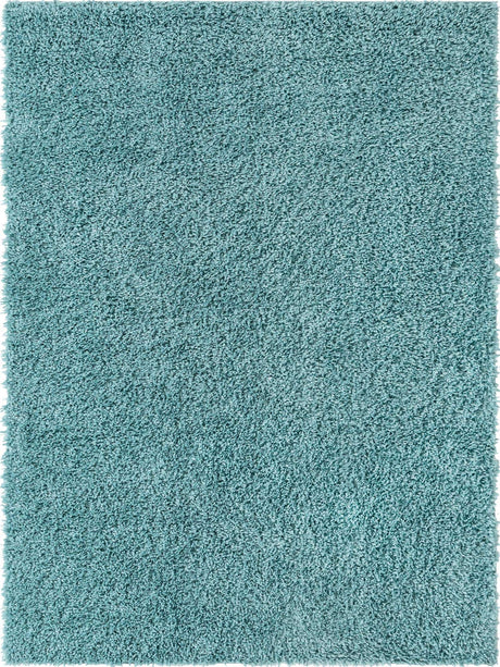Aqua 9' x 12' Davos Shag Rectangle Area Rug Thick Soft Touch Fluffy & Plush Shaggy Pile 100% Polypropylene Carpet for Living Dining Bedrooms Office for Sale at Rug Engine