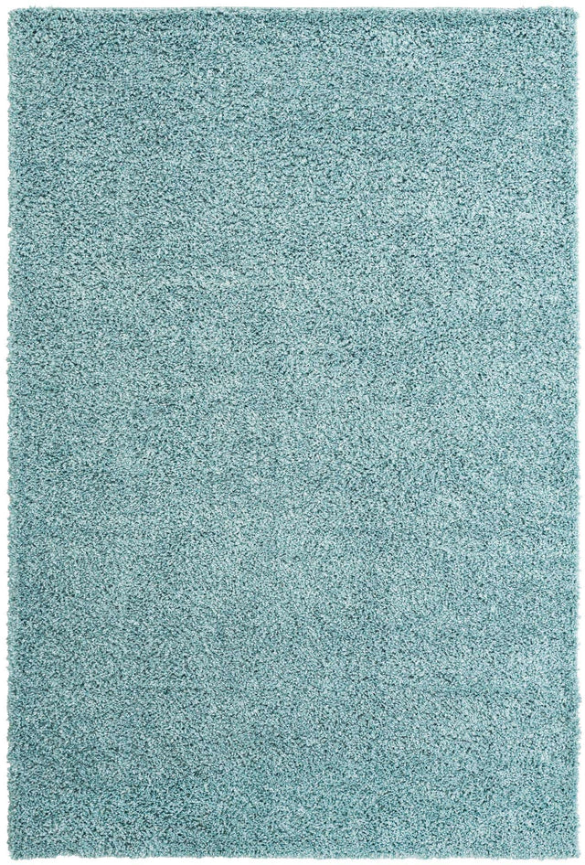Aqua 6' 1 x 9' Davos Shag Rectangle Area Rug Thick Soft Touch Fluffy & Plush Shaggy Pile 100% Polypropylene Carpet for Living Dining Bedrooms Office for Sale at Rug Engine