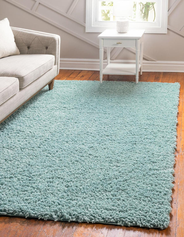 Aqua 7' 1 x 10' Davos Shag Rectangle Area Rug Thick Soft Touch Fluffy & Plush Shaggy Pile 100% Polypropylene Carpet for Living Dining Bedrooms Office for Sale at Rug Engine