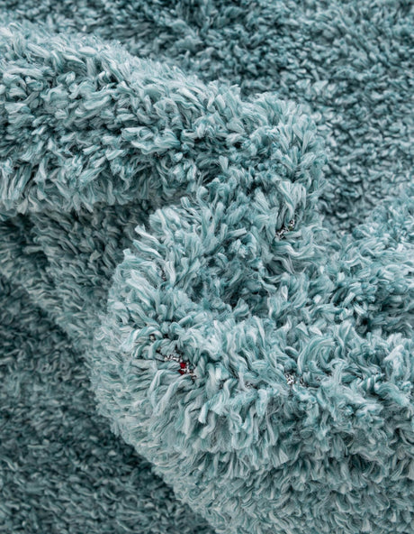 Aqua 7' 1 x 10' Davos Shag Rectangle Area Rug Thick Soft Touch Fluffy & Plush Shaggy Pile 100% Polypropylene Carpet for Living Dining Bedrooms Office for Sale at Rug Engine