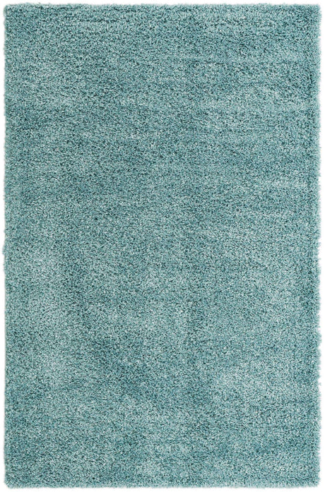 Aqua 5' 3 x 8' Davos Shag Rectangle Area Rug Thick Soft Touch Fluffy & Plush Shaggy Pile 100% Polypropylene Carpet for Living Dining Bedrooms Office for Sale at Rug Engine