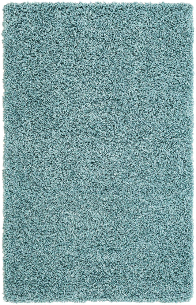 Aqua 3' 1 x 5' 3 Davos Shag Rectangle Area Rug Thick Soft Touch Fluffy & Plush Shaggy Pile 100% Polypropylene Carpet for Living Dining Bedrooms Office for Sale at Rug Engine