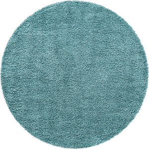 Aqua 7' 10 x 7' 10 Davos Shag Round Area Rug Thick Soft Touch Fluffy & Plush Shaggy Pile 100% Polypropylene Carpet for Living Dining Bedrooms Office for Sale at Rug Engine