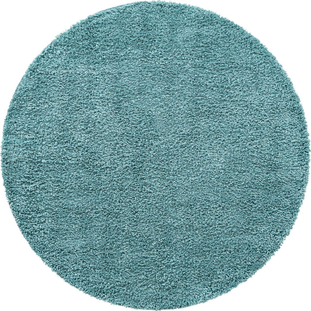 Aqua 7' 10 x 7' 10 Davos Shag Round Area Rug Thick Soft Touch Fluffy & Plush Shaggy Pile 100% Polypropylene Carpet for Living Dining Bedrooms Office for Sale at Rug Engine