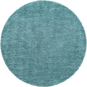 Aqua 3' 1 x 3' 1 Davos Shag Round Area Rug Thick Soft Touch Fluffy & Plush Shaggy Pile 100% Polypropylene Carpet for Living Dining Bedrooms Office for Sale at Rug Engine