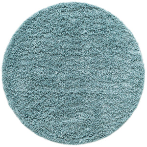 Aqua 4' 1 x 4' 1 Davos Shag Round Area Rug Thick Soft Touch Fluffy & Plush Shaggy Pile 100% Polypropylene Carpet for Living Dining Bedrooms Office for Sale at Rug Engine