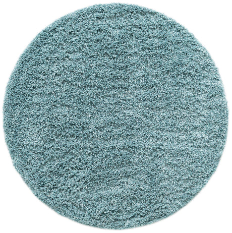 Aqua 4' 1 x 4' 1 Davos Shag Round Area Rug Thick Soft Touch Fluffy & Plush Shaggy Pile 100% Polypropylene Carpet for Living Dining Bedrooms Office for Sale at Rug Engine