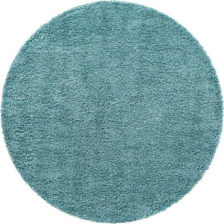 Aqua 5' 3 x 5' 3 Davos Shag Round Area Rug Thick Soft Touch Fluffy & Plush Shaggy Pile 100% Polypropylene Carpet for Living Dining Bedrooms Office for Sale at Rug Engine