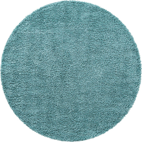 Aqua 6' 7 x 6' 7 Davos Shag Round Area Rug Thick Soft Touch Fluffy & Plush Shaggy Pile 100% Polypropylene Carpet for Living Dining Bedrooms Office for Sale at Rug Engine