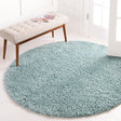 Aqua 5' 3 x 5' 3 Davos Shag Round Area Rug Thick Soft Touch Fluffy & Plush Shaggy Pile 100% Polypropylene Carpet for Living Dining Bedrooms Office for Sale at Rug Engine