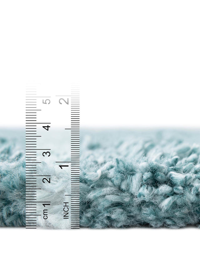 Aqua 5' 1 x 5' 1 Davos Shag Round Rug
