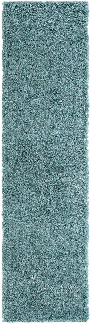 Aqua 2' 7 x 10' Davos Shag Runner Area Rug Thick Soft Touch Fluffy & Plush Shaggy Pile 100% Polypropylene Carpet for Living Dining Bedrooms Office for Sale at Rug Engine