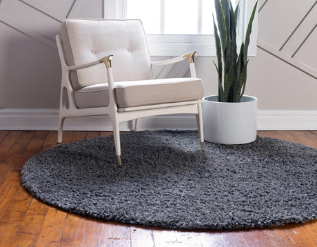 Peppercorn 4' 1 x 4' 1 Davos Shag Round Area Rug Thick Soft Touch Fluffy & Plush Shaggy Pile 100% Polypropylene Carpet for Living Dining Bedrooms Office for Sale at Rug Engine
