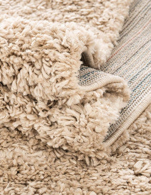 Linen 7' 10 x 10' Davos Shag Rectangle Area Rug Thick Soft Touch Fluffy & Plush Shaggy Pile 100% Polypropylene Carpet for Living Dining Bedrooms Office for Sale at Rug Engine
