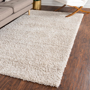 Linen 7' 10 x 10' Davos Shag Rectangle Area Rug Thick Soft Touch Fluffy & Plush Shaggy Pile 100% Polypropylene Carpet for Living Dining Bedrooms Office for Sale at Rug Engine