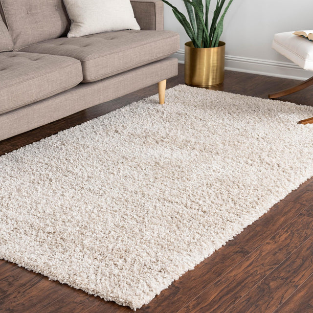 Linen 7' 10 x 10' Davos Shag Rectangle Area Rug Thick Soft Touch Fluffy & Plush Shaggy Pile 100% Polypropylene Carpet for Living Dining Bedrooms Office for Sale at Rug Engine