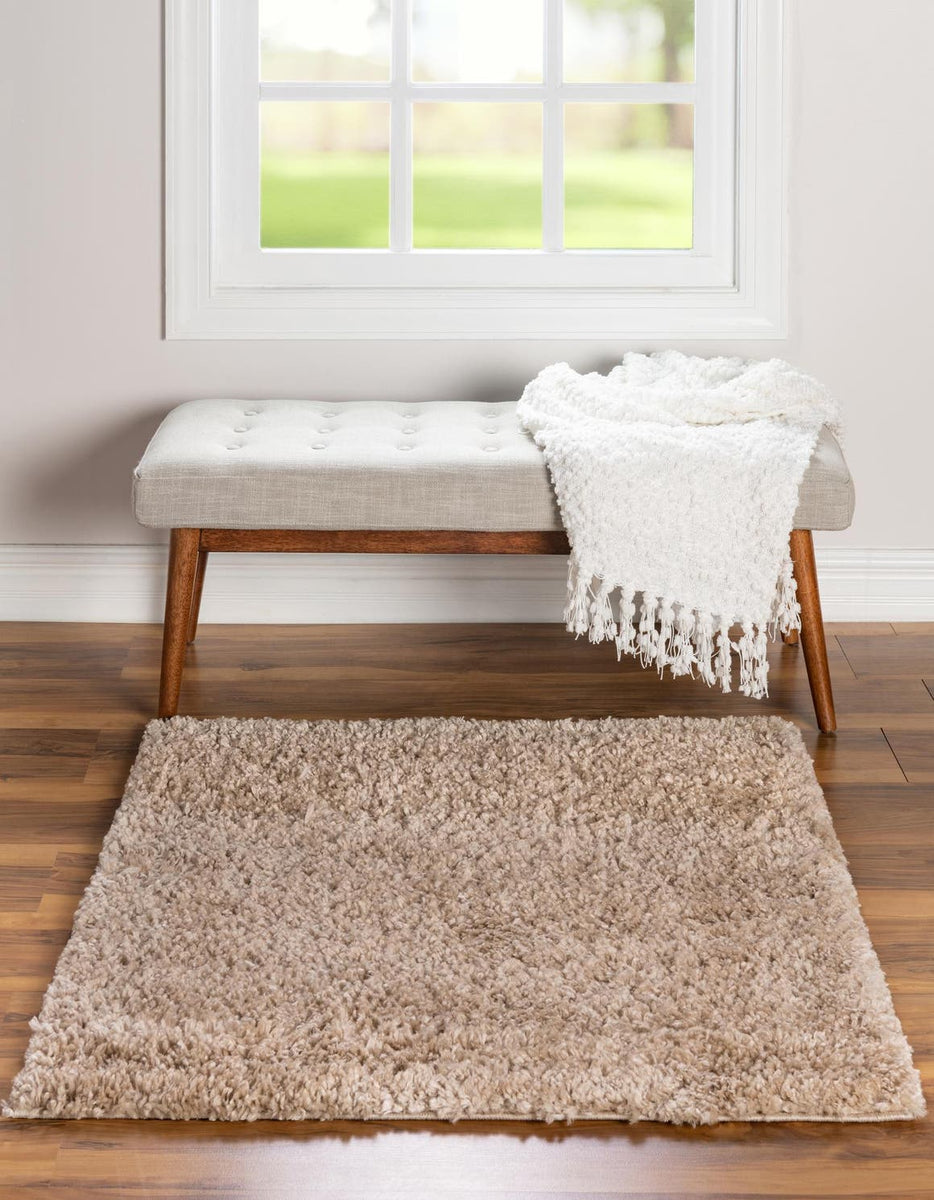Linen 7' 1 x 7' 1 Davos Shag Square Area Rug Thick Soft Touch Fluffy ...
