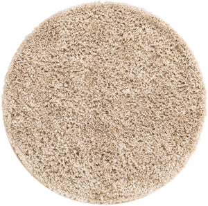 Linen 3' 1 x 3' 1 Davos Shag Round Area Rug Thick Soft Touch Fluffy & Plush Shaggy Pile 100% Polypropylene Carpet for Living Dining Bedrooms Office for Sale at Rug Engine