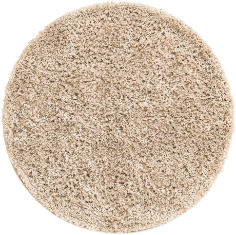 Linen 3' 1 x 3' 1 Davos Shag Round Area Rug Thick Soft Touch Fluffy & Plush Shaggy Pile 100% Polypropylene Carpet for Living Dining Bedrooms Office for Sale at Rug Engine