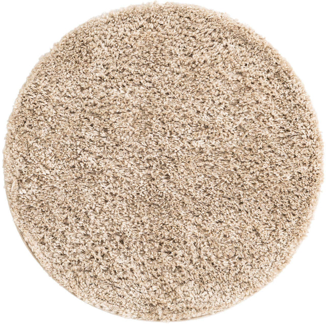 Linen 3' 1 x 3' 1 Davos Shag Round Area Rug Thick Soft Touch Fluffy & Plush Shaggy Pile 100% Polypropylene Carpet for Living Dining Bedrooms Office for Sale at Rug Engine