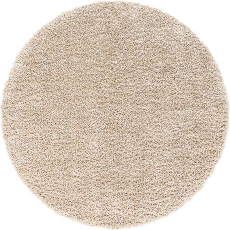 Linen 4' 1 x 4' 1 Davos Shag Round Area Rug Thick Soft Touch Fluffy & Plush Shaggy Pile 100% Polypropylene Carpet for Living Dining Bedrooms Office for Sale at Rug Engine