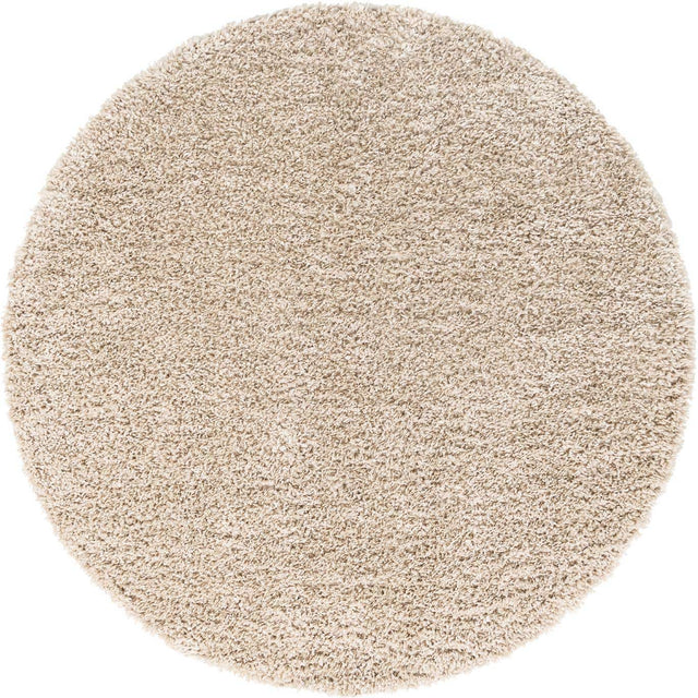 Linen 4' 1 x 4' 1 Davos Shag Round Area Rug Thick Soft Touch Fluffy & Plush Shaggy Pile 100% Polypropylene Carpet for Living Dining Bedrooms Office for Sale at Rug Engine