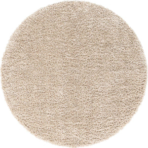 Linen 5' 3 x 5' 3 Davos Shag Round Area Rug Thick Soft Touch Fluffy & Plush Shaggy Pile 100% Polypropylene Carpet for Living Dining Bedrooms Office for Sale at Rug Engine
