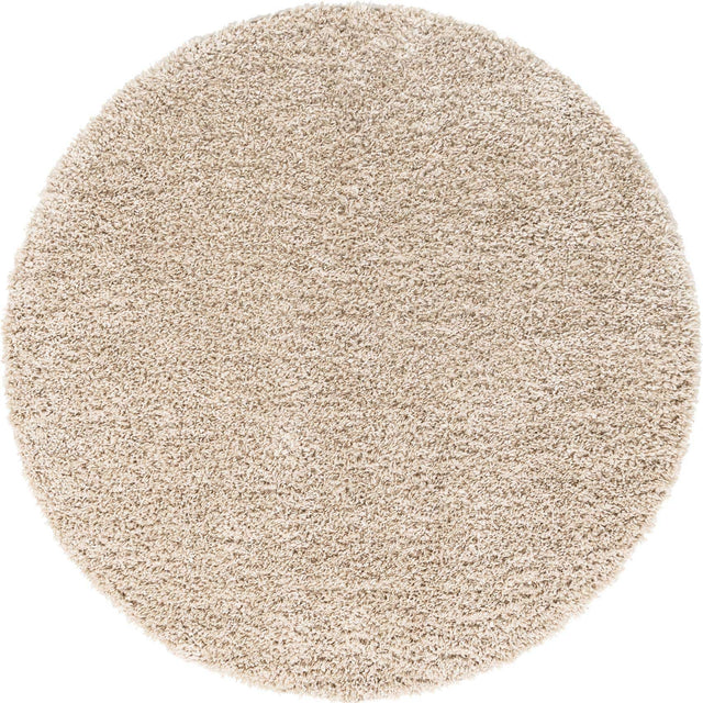 Linen 5' 3 x 5' 3 Davos Shag Round Area Rug Thick Soft Touch Fluffy & Plush Shaggy Pile 100% Polypropylene Carpet for Living Dining Bedrooms Office for Sale at Rug Engine